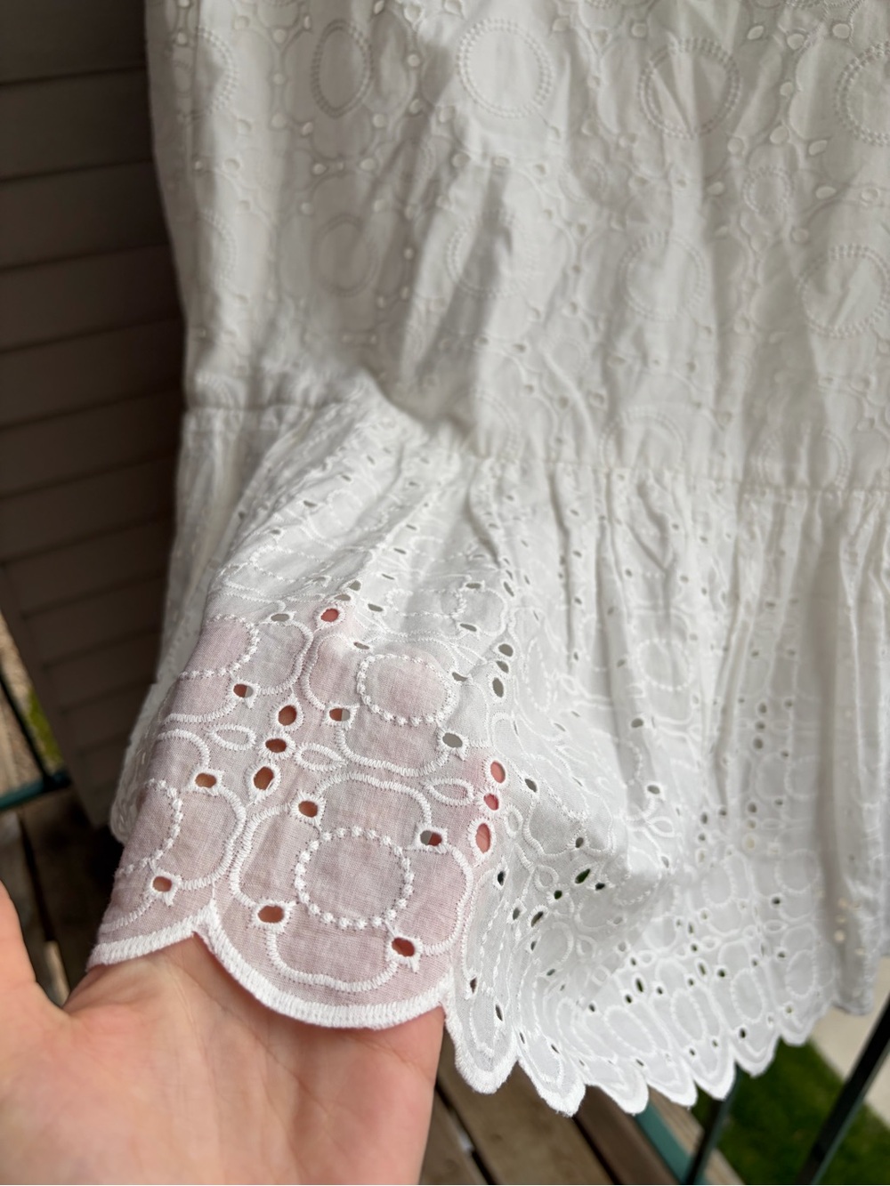 🆕🤍Antonio Melani White Eyelet Lace Dress Size 6 Boho Cottagecore Front Mini - Picture 13 of 17